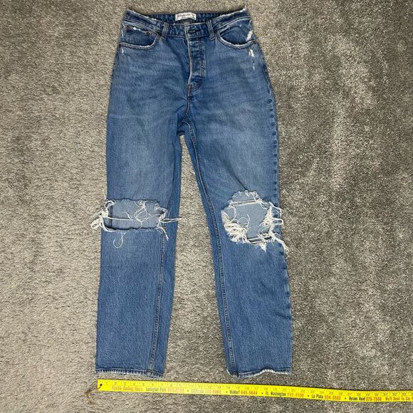 Abercrombie & Fitch Women's Size 6 / 28 The Dad High Rise Curve Love Button FLY - Picture 8 of 8